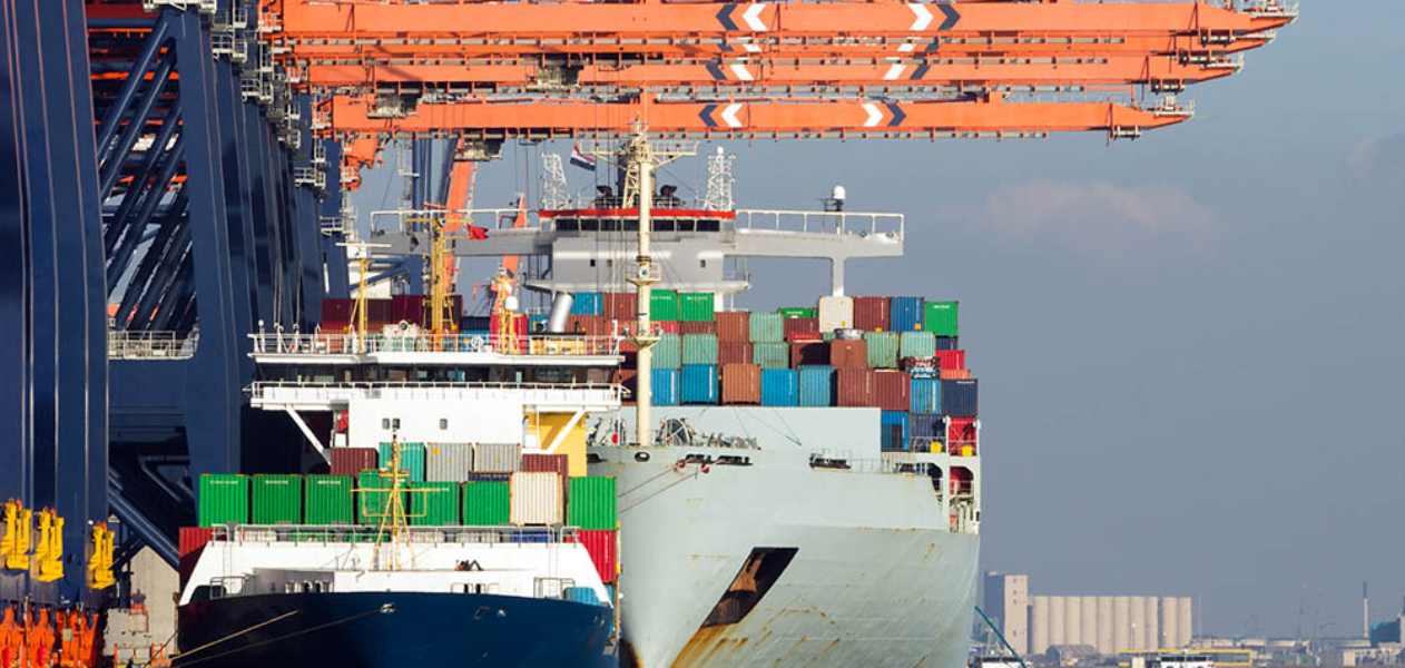 Container ships port Rotterdam